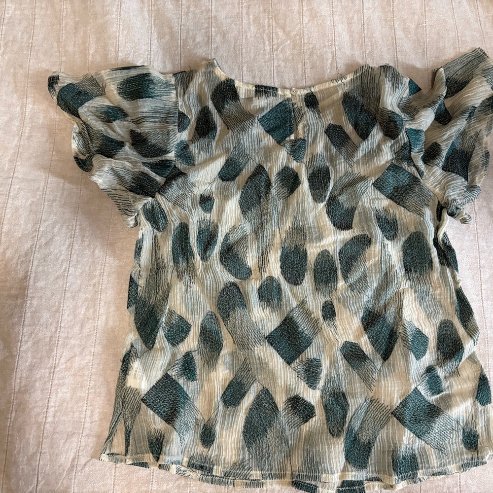 Elegant Teal and Cream Women's Blouse